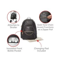 Skip Hop Linx Quilted Diaper Backpack - Black