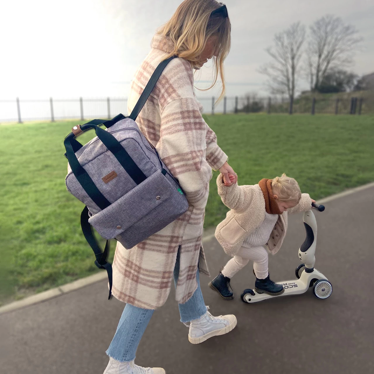 Babymel Georgi Eco Convertible Nappy Backpack - Grey - Image 4