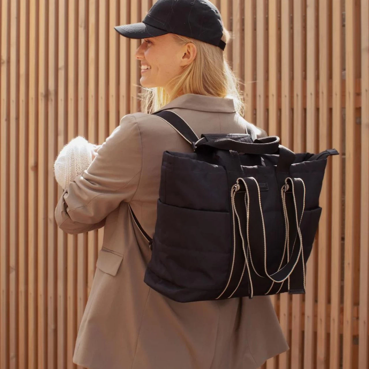 Babymel Eco Sammi Nappy Bag Backpack - Quilt Black - Image 4