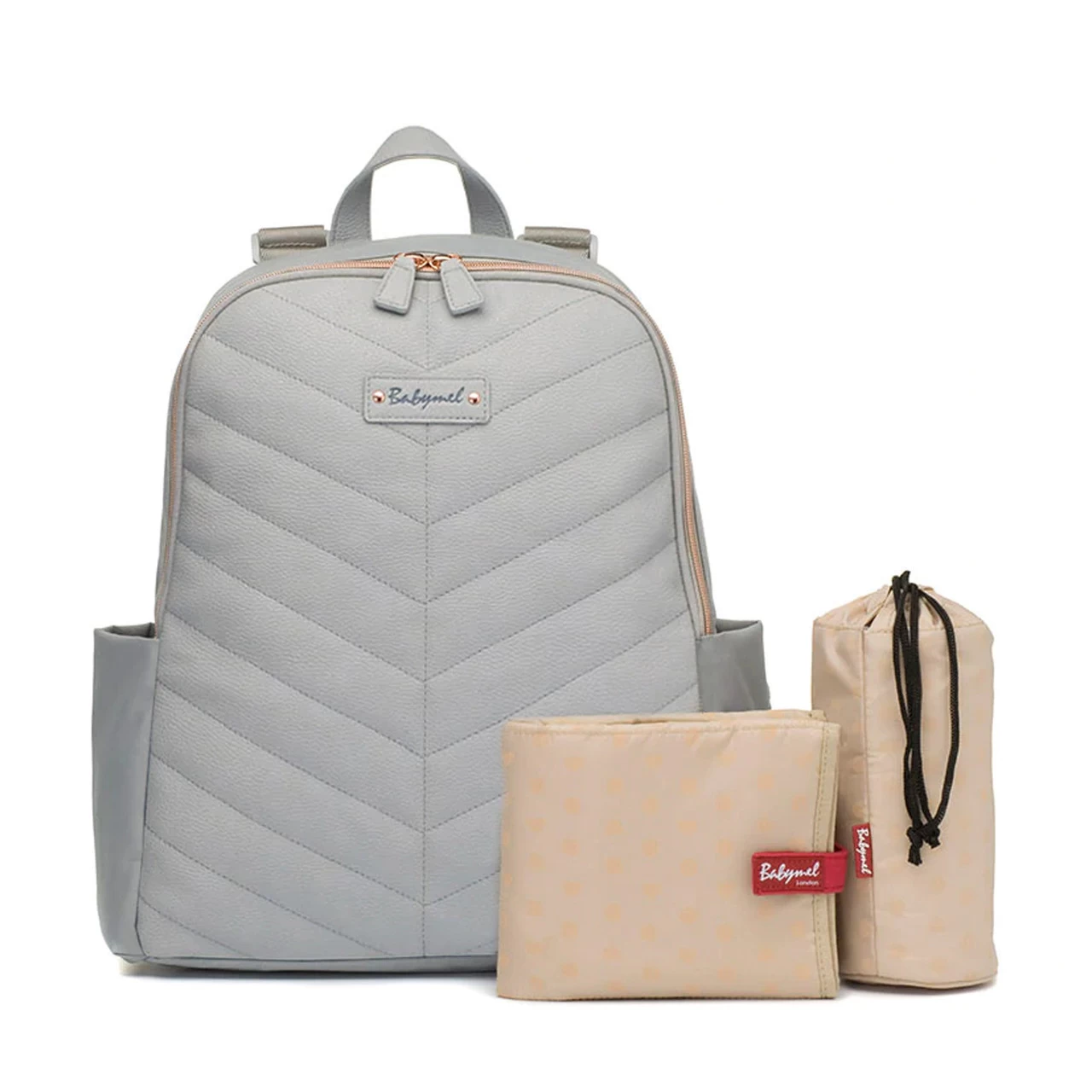 Babymel Gabby Vegan Leather Backpack - Grey - Image 4