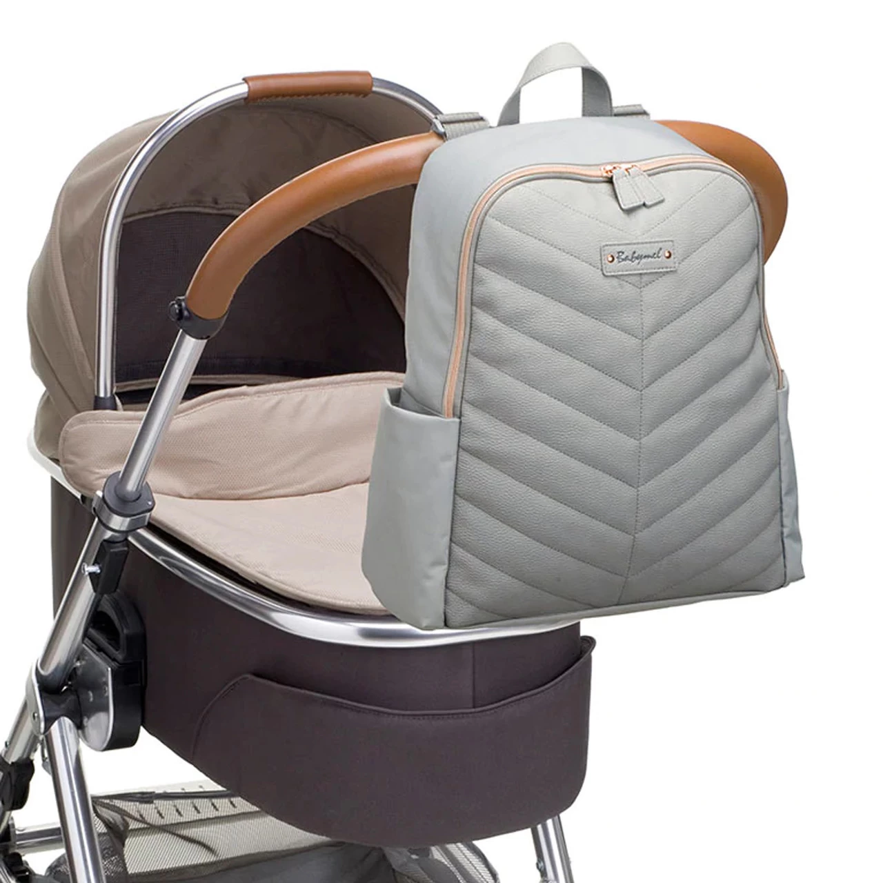 Babymel Gabby Vegan Leather Backpack - Grey - Image 3