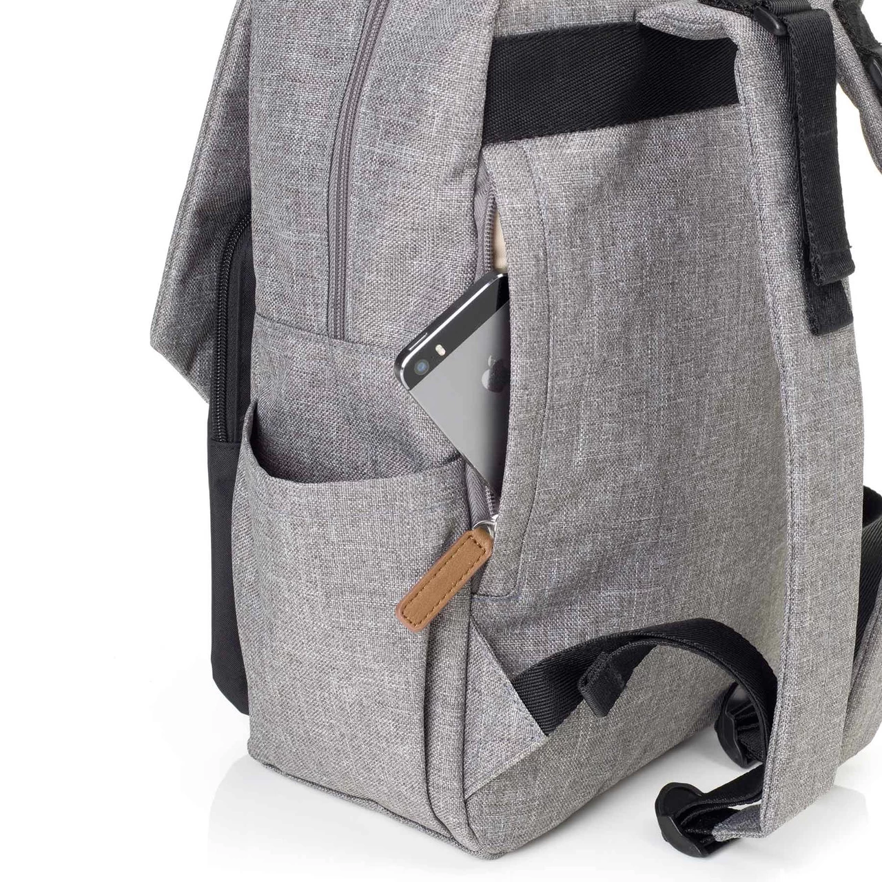 Babymel George Baby Eco Nappy Backpack - Grey/Black - Image 8