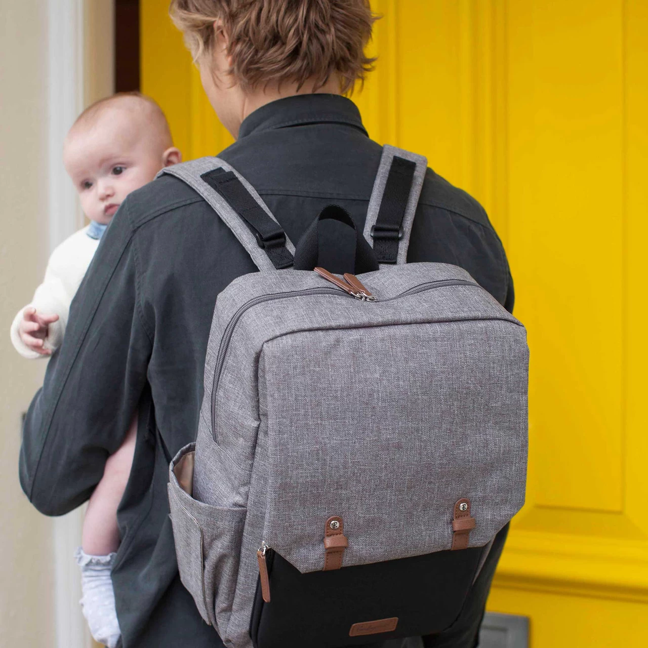 Babymel George Baby Eco Nappy Backpack - Grey/Black - Image 10