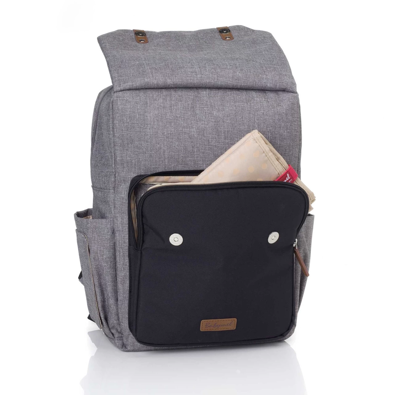 Babymel George Baby Eco Nappy Backpack - Grey/Black - Image 2