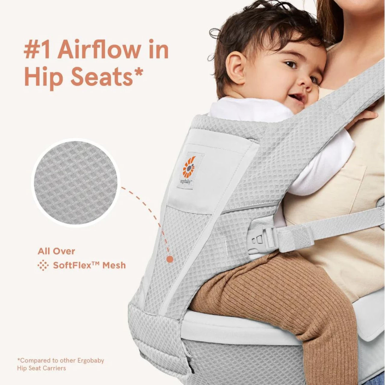 Ergobaby Alta Hip Seat Baby Carrier - Pearl Grey - Image 7