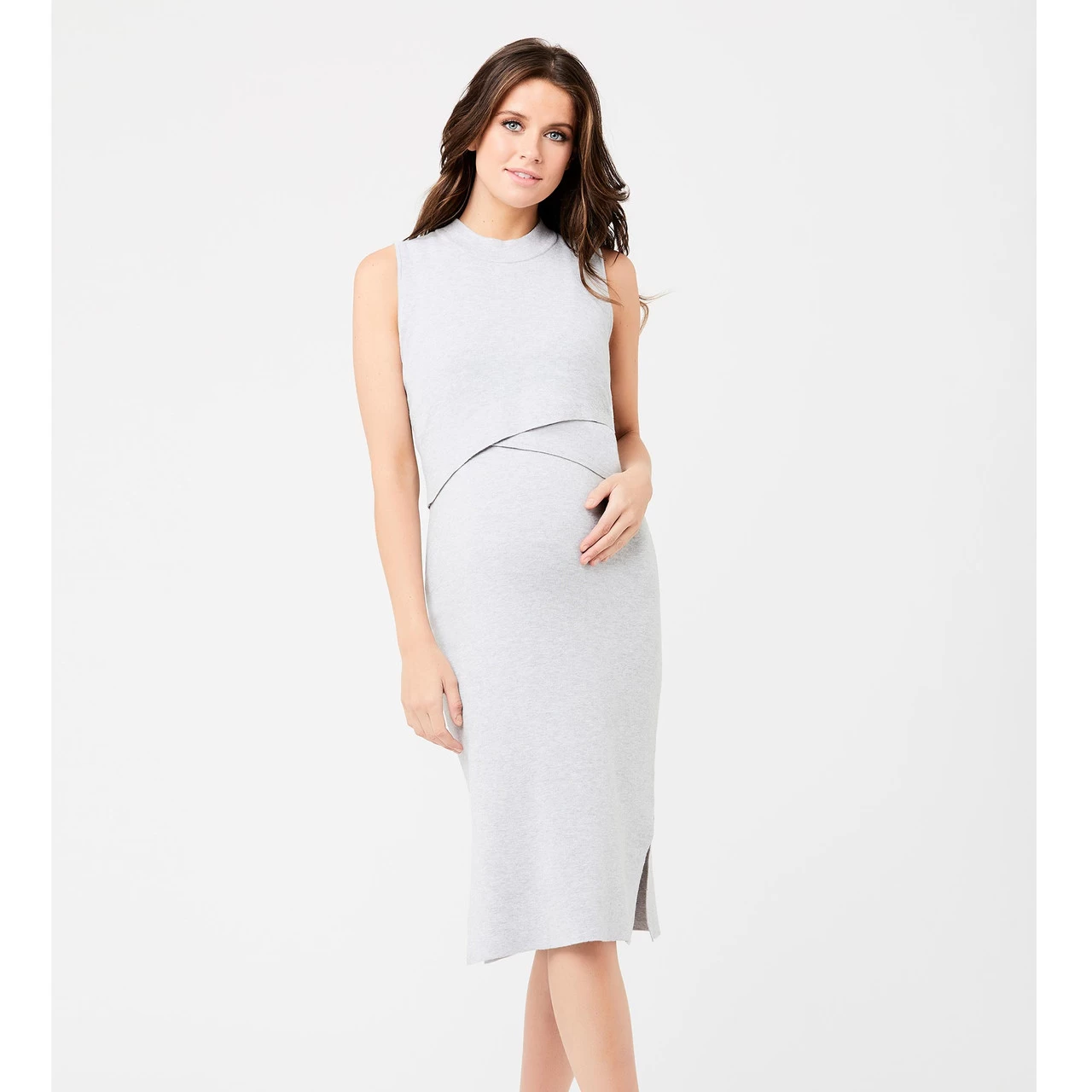 Ripe Maternity Layered Knit Nursing Dress - Silver Marl - Image 2