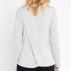 Angel Maternity Layered Nursing Knitted Top Set - Grey