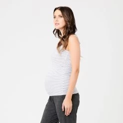 Ripe Maternity Seamless Nursing Stripe Tank - Grey+White