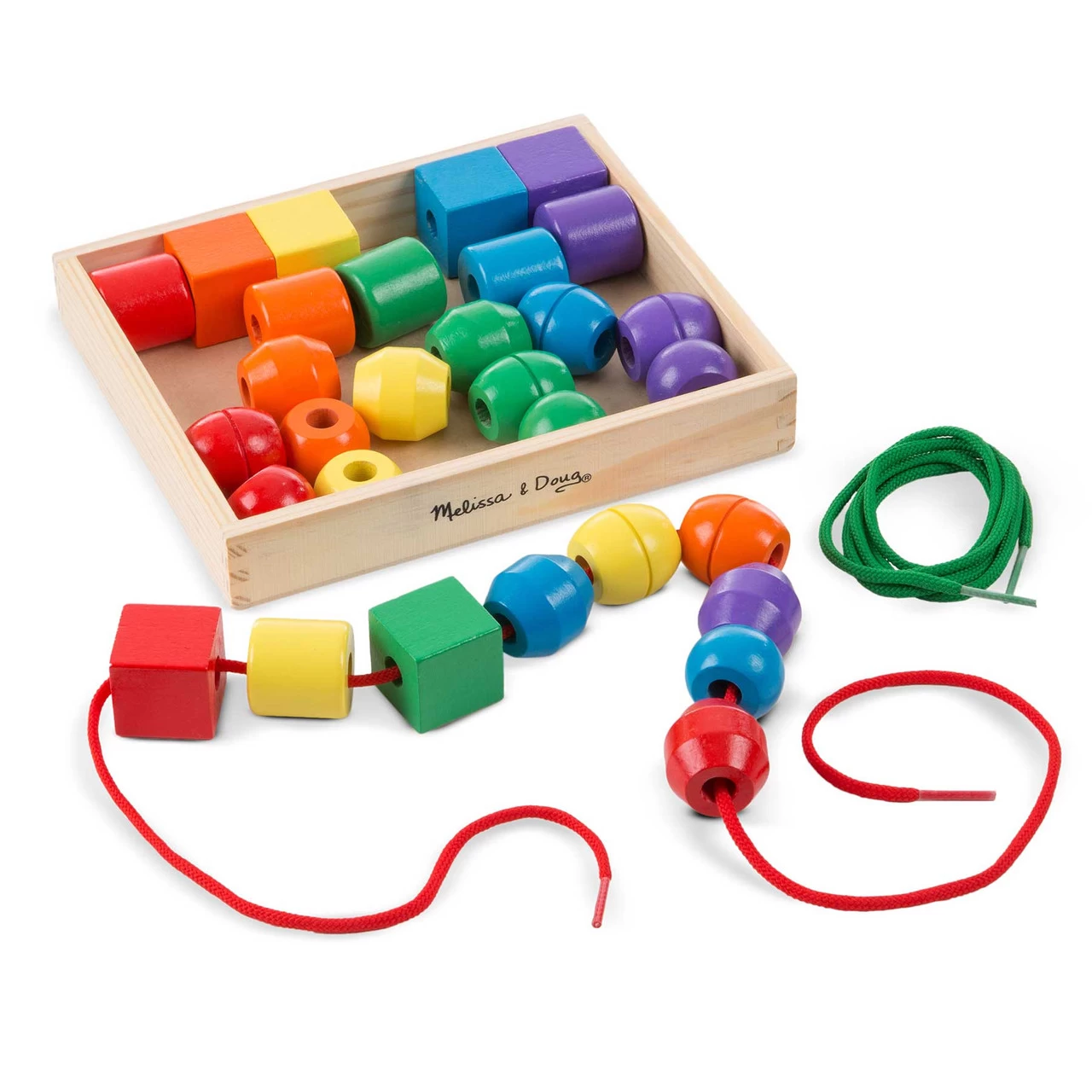 Melissa And Doug Melissa & Doug Jumbo Primary Wooden Lacing Beads - Image 3