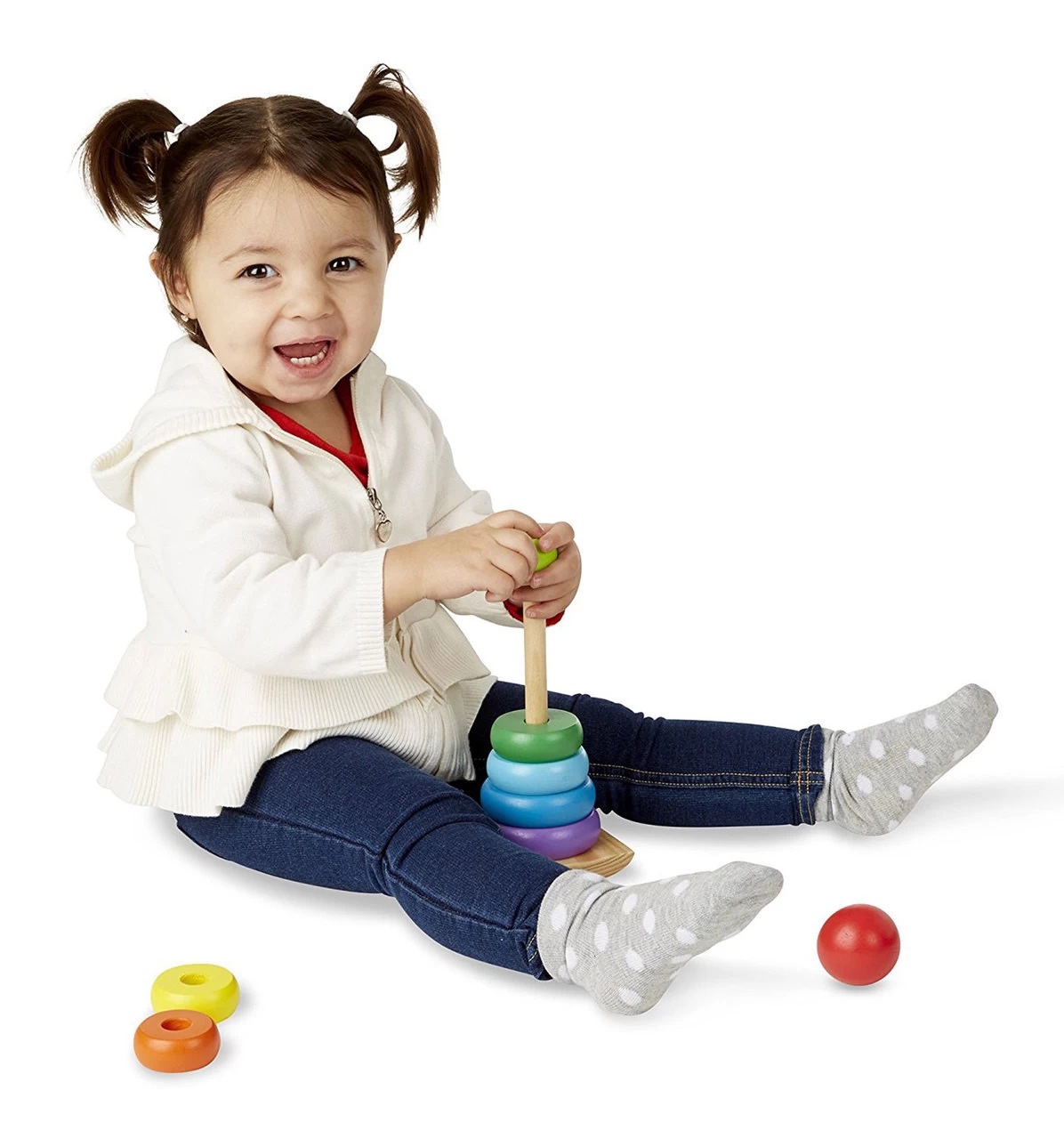 Melissa And Doug Melissa & Doug Wooden Rainbow Ring Stacker - Image 2