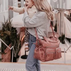 OiOi Faux Leather Carry All Nappy Bag - Dusty Pink