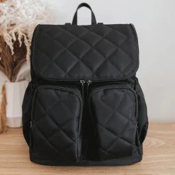 OiOi Nylon Nappy Backpack - Black Quilt