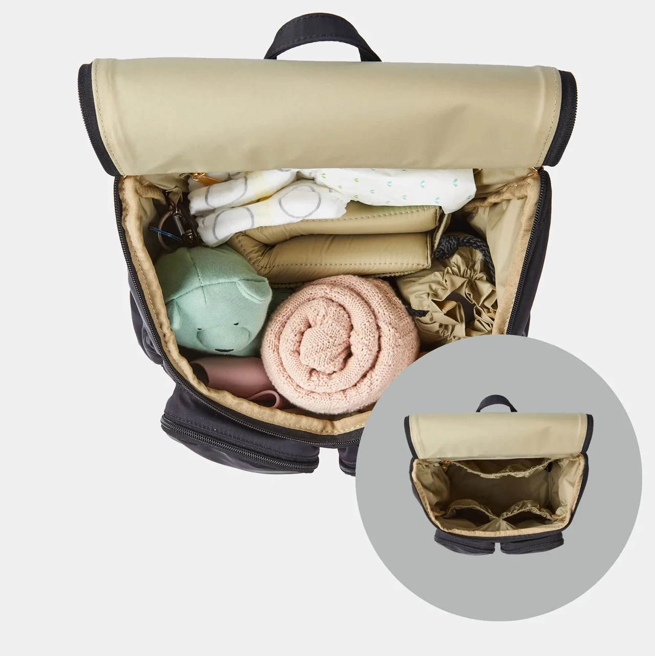 OiOi Nylon Nappy Backpack - Black Quilt - Image 3