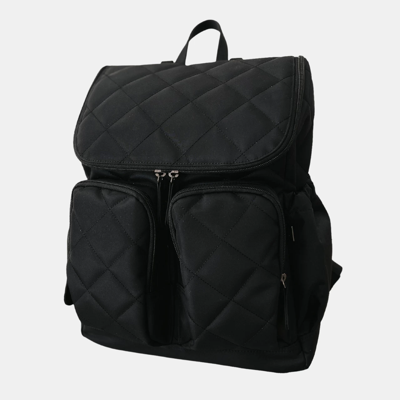 OiOi Nylon Nappy Backpack - Black Quilt - Image 4