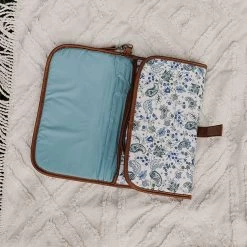 OiOi Baby Change Clutch - Blue Paisley/Tan