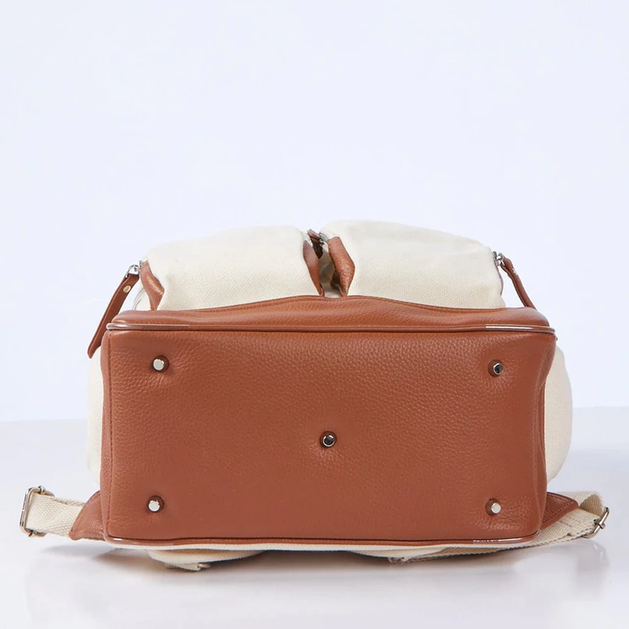 OiOi Canvas Nappy Backpack - Natural/Terracotta - Image 6