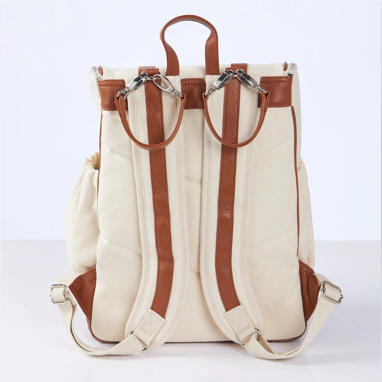 OiOi Canvas Nappy Backpack - Natural/Terracotta - Image 4