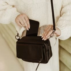 OiOi Playground Cross-Body Leather Bag - Jet Black