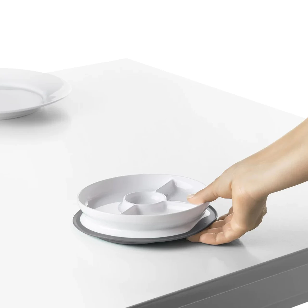 Oxo Tot Stick & Stay Suction Divided Plate - Grey - Image 2