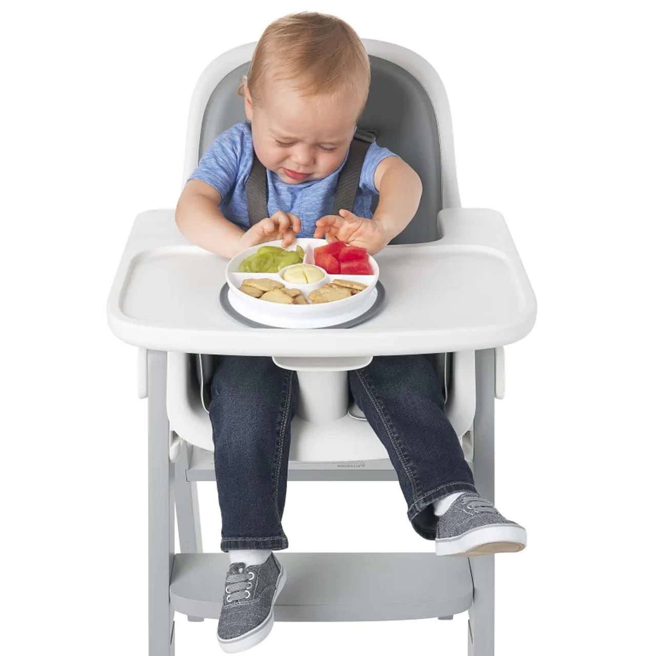 Oxo Tot Stick & Stay Suction Divided Plate - Grey