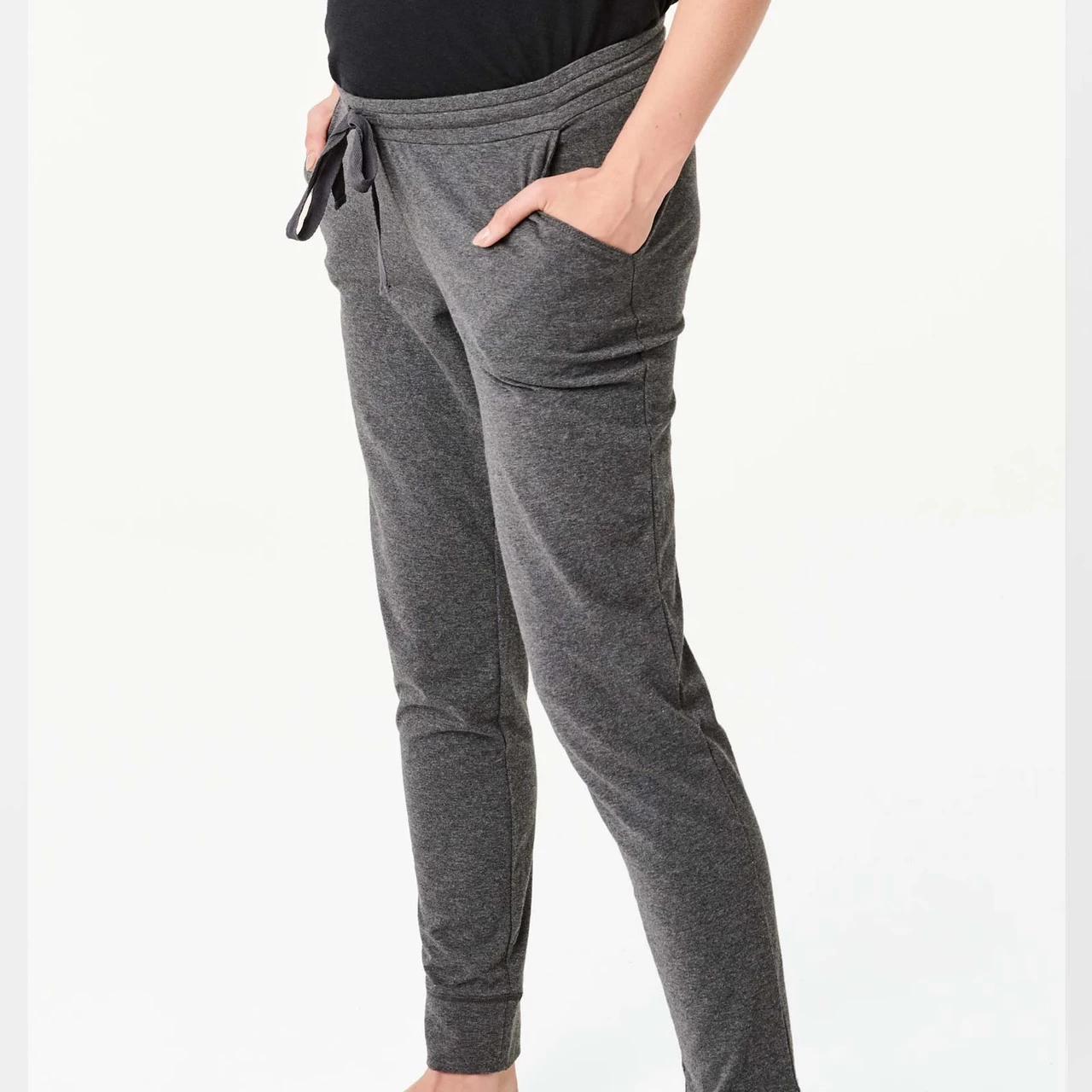 Ripe Maternity Organic Jersey Joggers - Charcoal Marle - Image 3