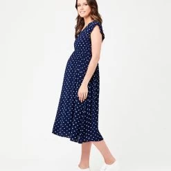 Ripe Maternity Bobbie Shirred Dress - Indigo