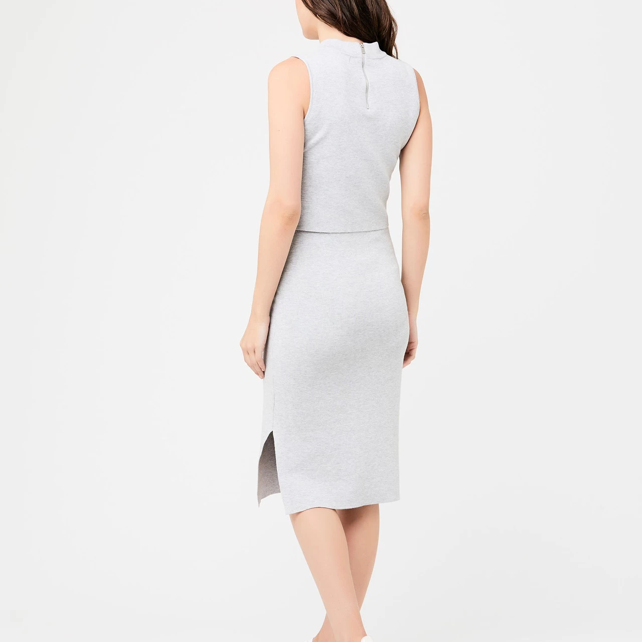 Ripe Maternity Layered Knit Nursing Dress - Silver Marl - Image 5