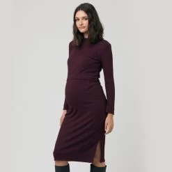 Ripe Maternity Ruby Rib Nursing Dress - Maroon