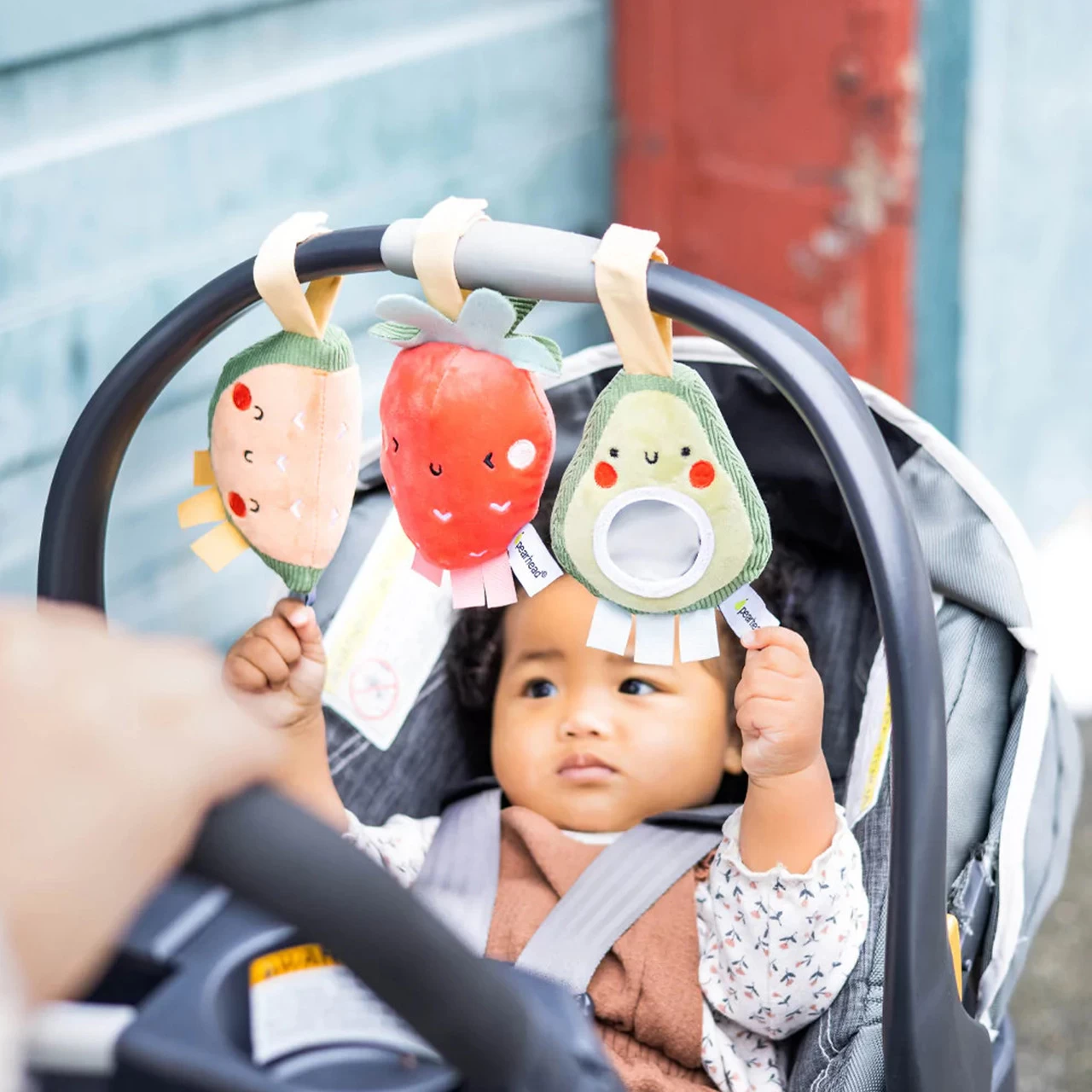 Pearhead Set Of 3 Stroller Toy - Fruit - Image 2