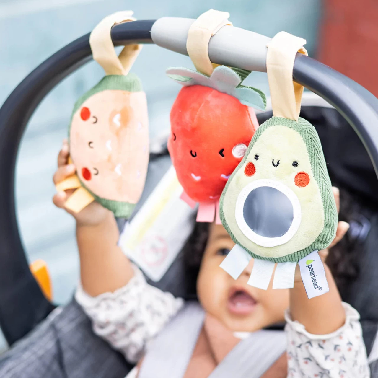 Pearhead Set Of 3 Stroller Toy - Fruit