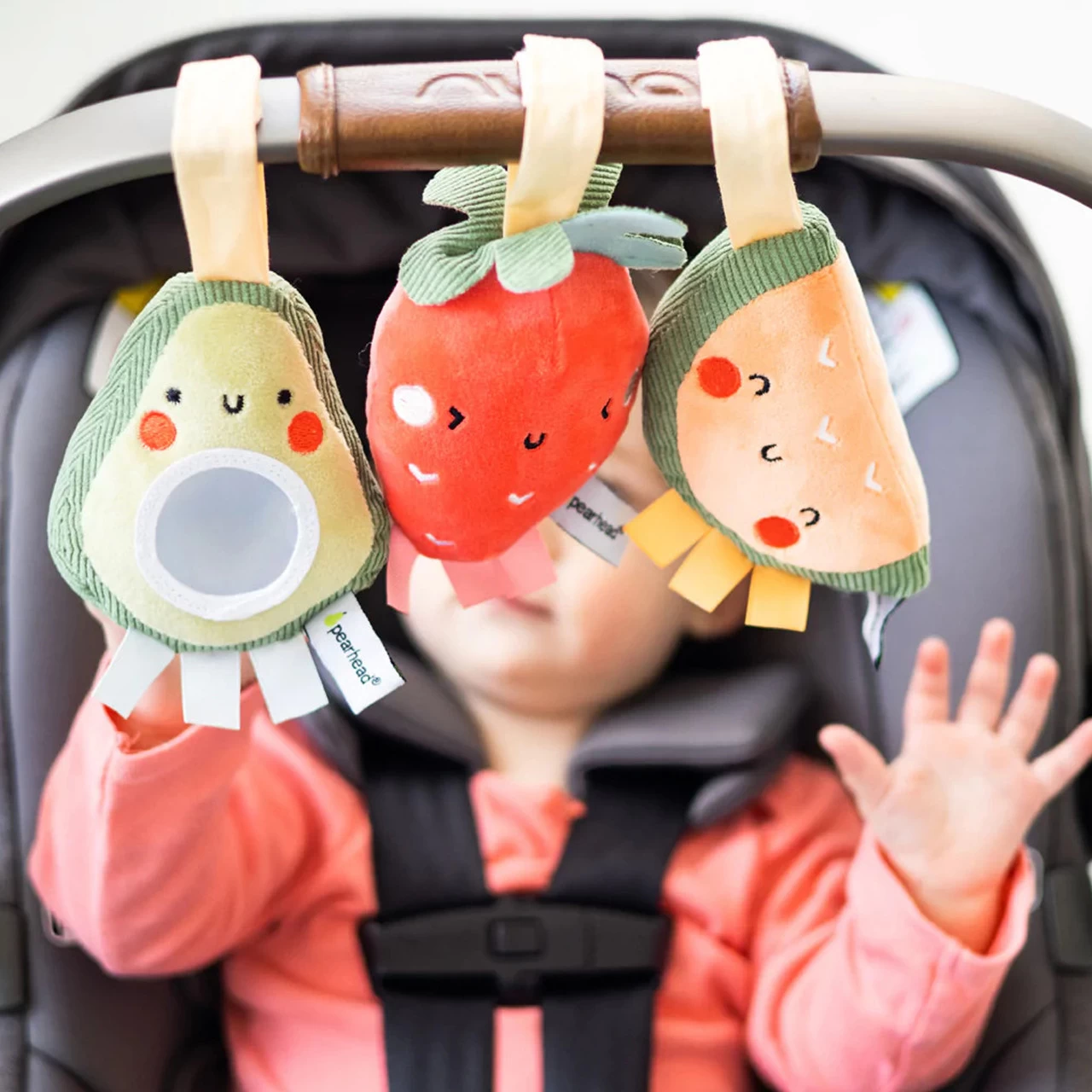 Pearhead Set Of 3 Stroller Toy - Fruit - Image 5