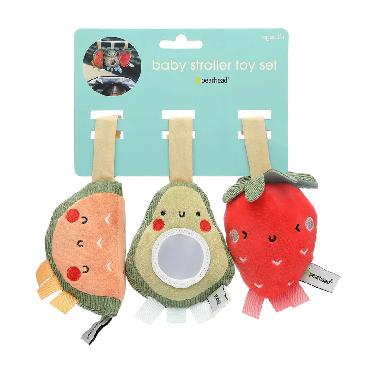 Pearhead Set Of 3 Stroller Toy - Fruit - Image 3